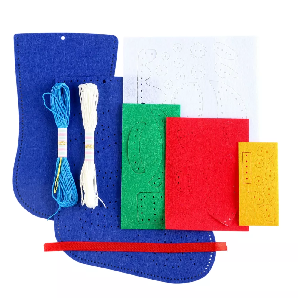 New Year Sewing Set. Felt Sock - New Year! Snowman