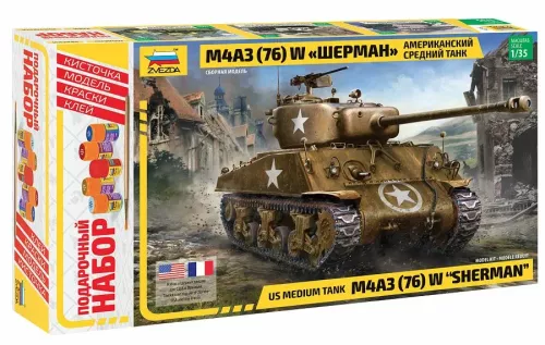 Surinkimo modelis - Amerikietiškas vidutinio tanko M4A3 (76) W Sherman su 76 mm patranka