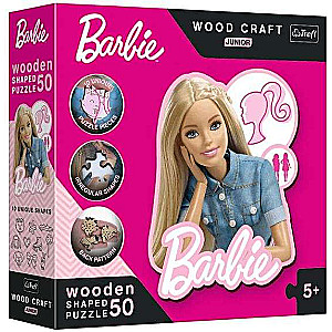 Puzzle 50 Wood Craft Junior Trefl: Piękna Barbie