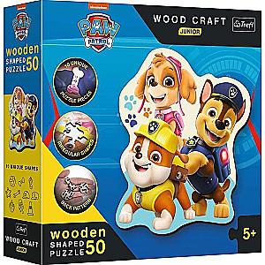Puzzle 50 Wood Craft Junior Trefl: Wesoły Patrol Piesków