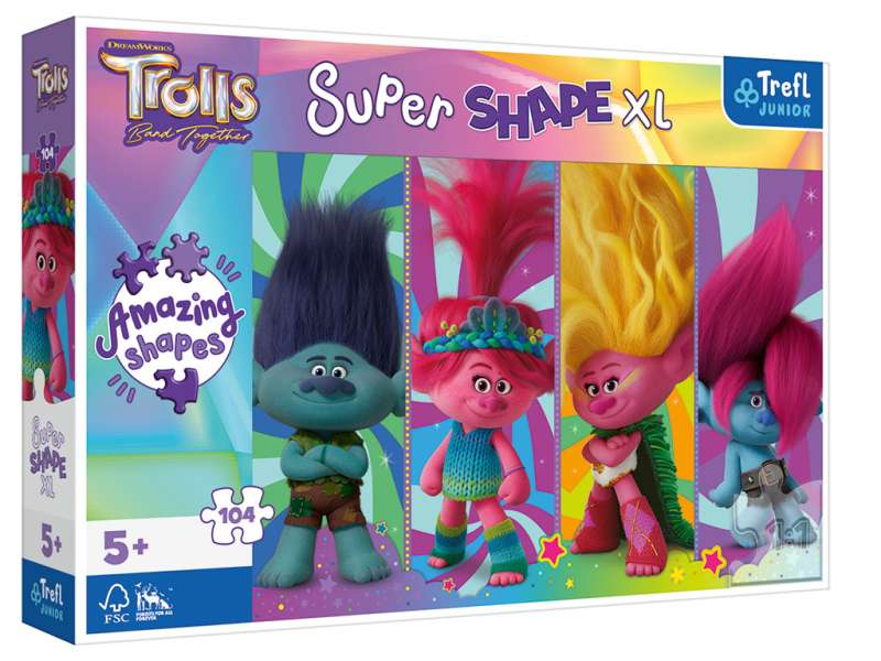 Puzzle 104 Super Shape XL Trefl: Universal Trolls 3