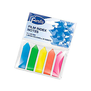 Lipnios indeksinės plastikinės FOROFIS (44x12 mm, 20 lapų, daugiausiai spalvų)