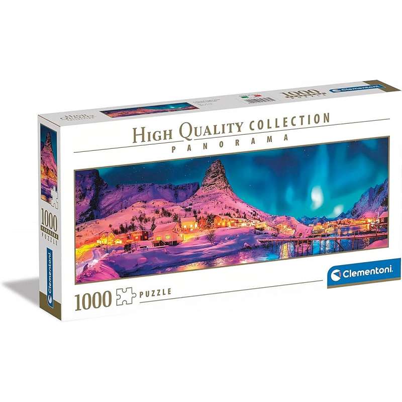 Puzzle 1000 Clementoni: Kolorowa noc nad wyspami Lofotów