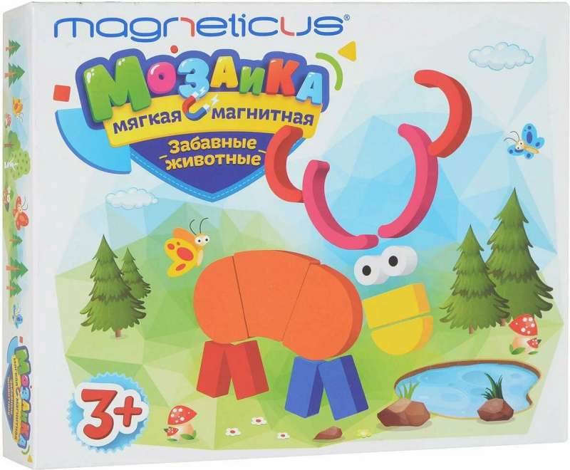 Mīkstā magnētiskā mozaīka Jautrie dzīvnieki, 3+, 5 krāsas