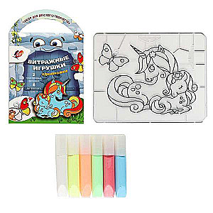 Set farben für Glas mit Schablone - Einhörner