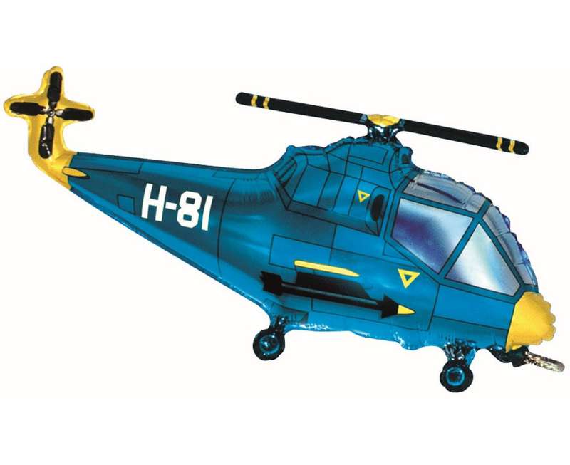 Folijuotas balionas 24 - Helikopteris, mėlynas