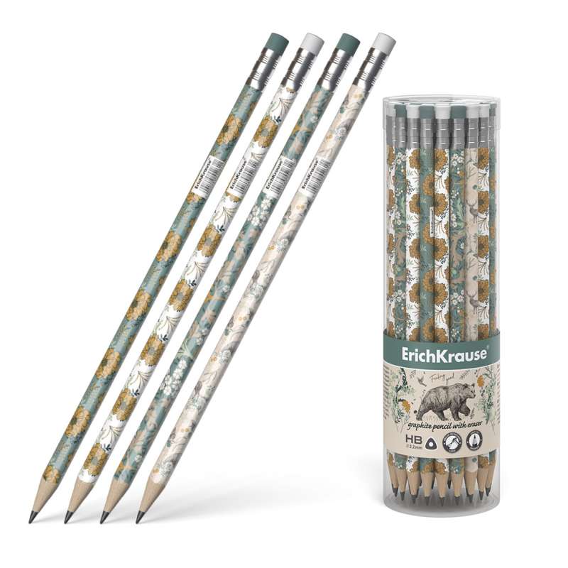 Dreieckiger Graphitstift mit Radiergummi ErichKrause Natural Life, HB