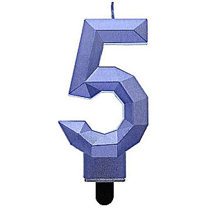 Cake Candle - 5 Diamond, Dark Blue Metallic, 7.6cm