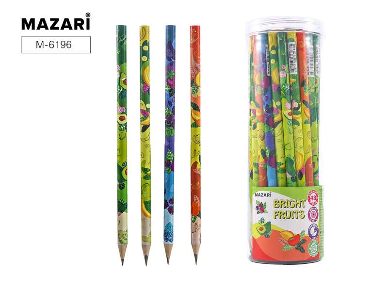 Bleistift mit schwarzem Graphit aus Holz BRIGHT FRUITS, HB