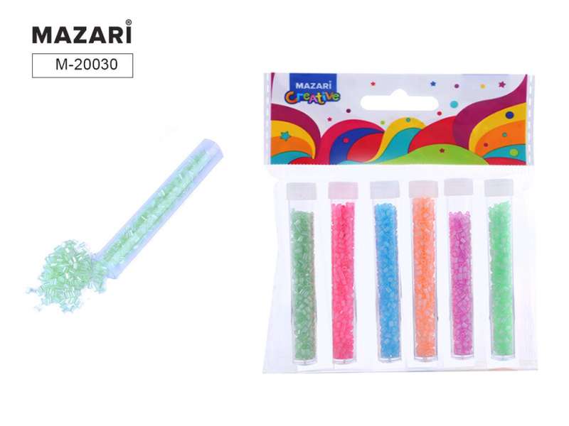Pērļu komplekts, 6 krāsas x 7 g, 2 mm, plastmasas pudele