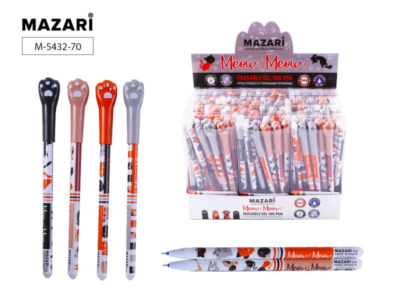Długopis żelowy z zmywalnym atramentem MEOW, NIEBIESKI, igłowy wkład 0.5mm