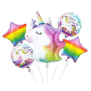Folijas balons komplekts 5 gab. Vienradzis