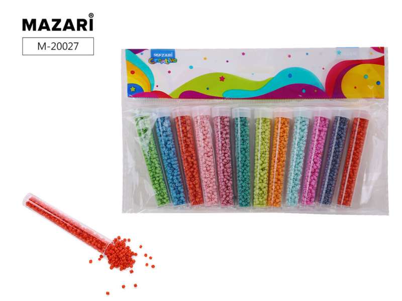Pērļu komplekts, 12 krāsas x 7 g, 2 mm