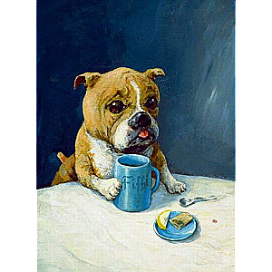 Numbered Paintings 40x50 cm Bulldog's Breakfast, 24 colors, 4 brushes