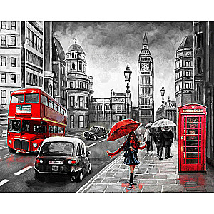 Diamond mosaic 40x50 cm Red shades of London, 21 colors, level 4