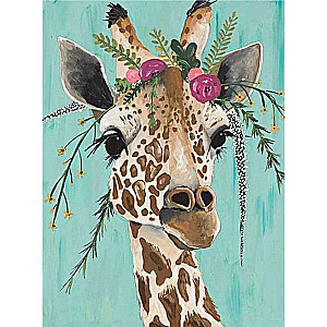 Diamond mosaic 30x40 cm Giraffe with flowers, 25 colors, level 4