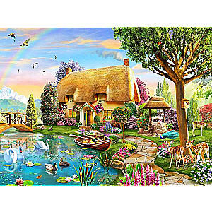 Diamond mosaic 30x40 cm Fairy house by the lake, 26 colors, level 4