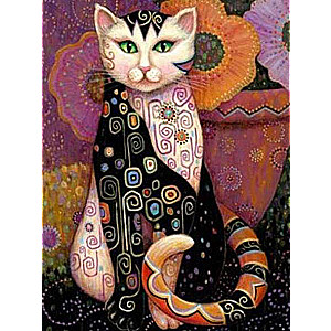 Diamond Mosaic 30x40 cm Cat with Patterns, 26 Colors, Level 4