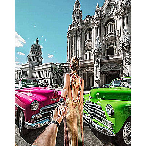 Numbered paintings 40x50 cm Colorful retro cars, 24 colors, rev. 4