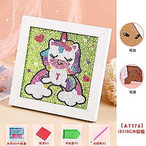 Diamond mosaic 15x15 cm with photo frame Unicorn on the rainbow