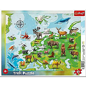 Puzzles for Kids - Map of Europe with Animals 25 Pieces