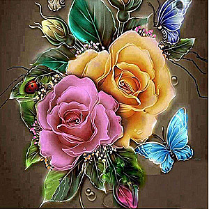 Diamond Mosaic 30x30 cm Neon Roses, 24 colors, level 3