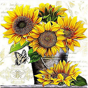 Diamond Mosaic 30x30 cm Sunflowers in a Bucket, 20 colors, level 3