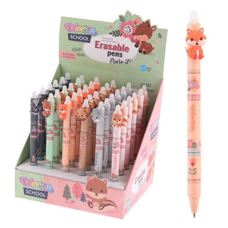 Стираемая ручка COLORINO Little Foxes 0,5 мм, синяя, в ассортименте
