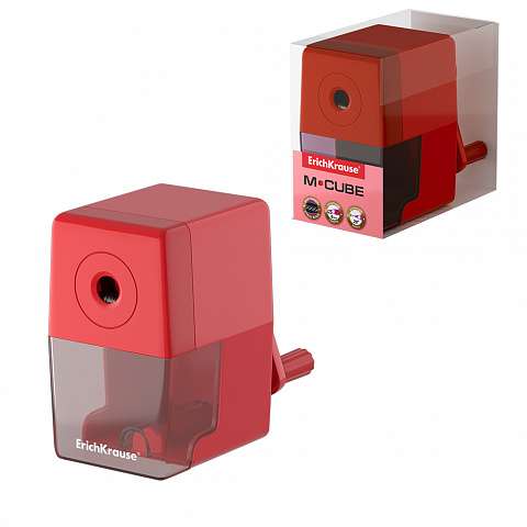 Temperówka mechaniczna - M-Cube z pojemnikiem, kolor obudowy czerwony