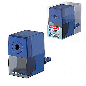 ErichKrause M-Cube Mechanical Sharpener with Container, Blue Case Color
