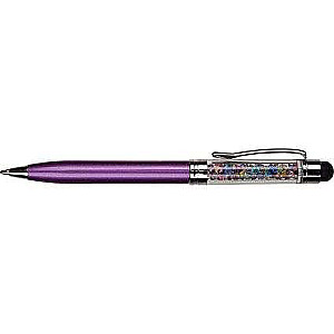 Mėlyna CRYSTAL TOUCH PEN rutulinė rašiklis, 1.0mm