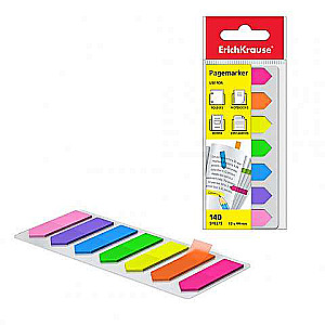 Zakładki plastikowe z klejącym brzegiem ErichKrause® Neon Arrows, 12x44 mm, 140 kartek, 7 kolorów