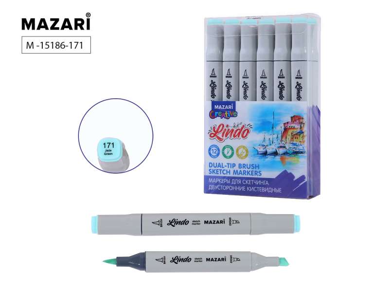 Double-sided sketch marker LINDO, jade green