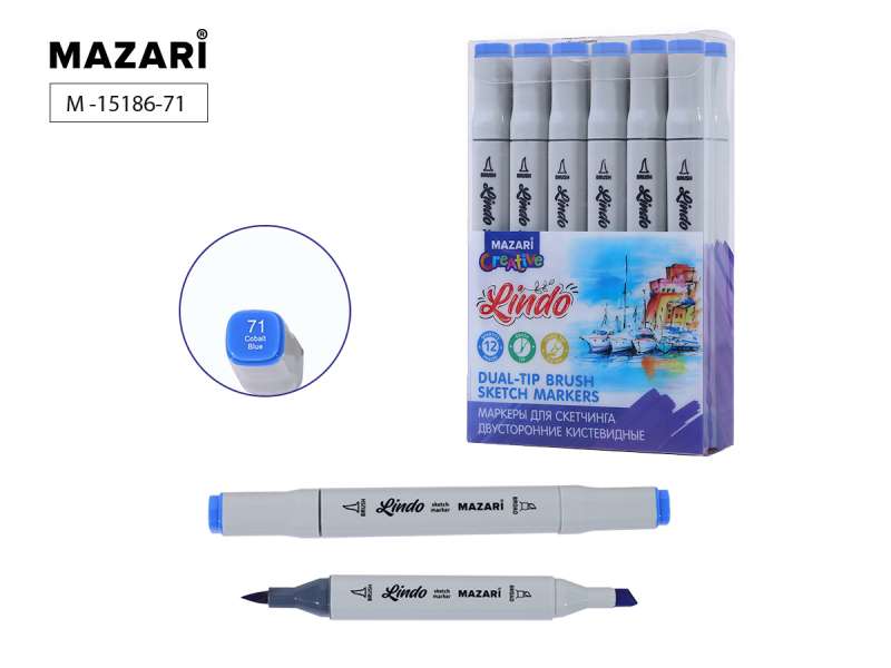 Double-sided Sketch Marker LINDO, cobalt blue