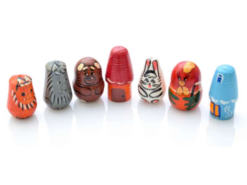 Finger Theater - Wooden Hut 7 pcs.