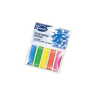 FOROFIS 5 neoninės spalvos plastikiniai indeksai x 25 lapai 45x12mm