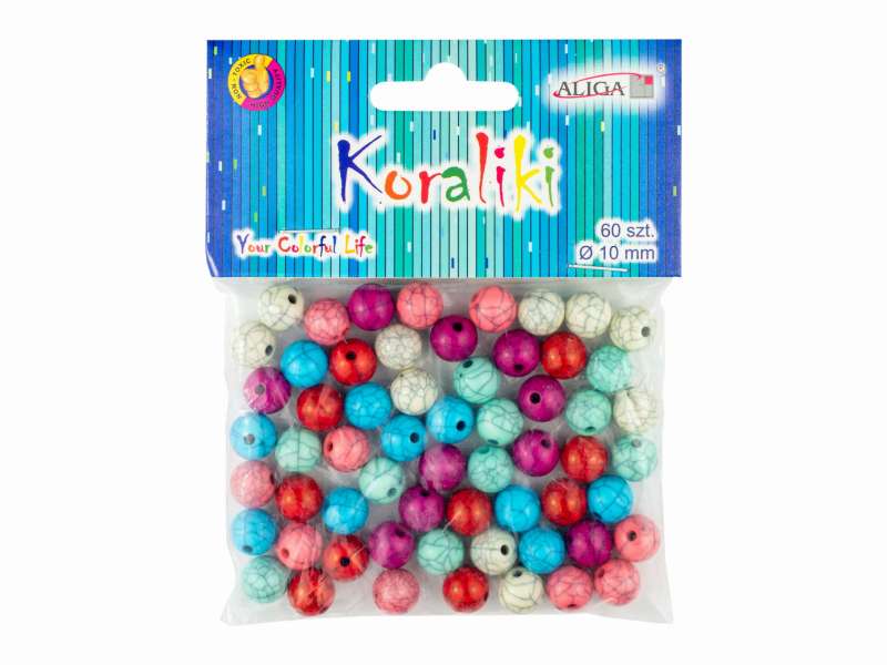 Craft Decor - Beads, Colorful, Mix, 10mm, 60 pcs.