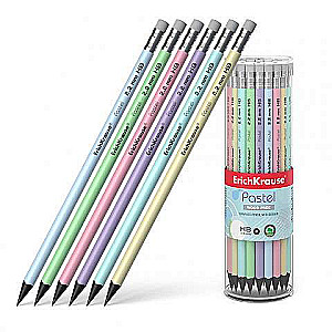Kunststoff-Bleistift mit Graphit, rund, mit Radiergummi ErichKrause® Pastel HB