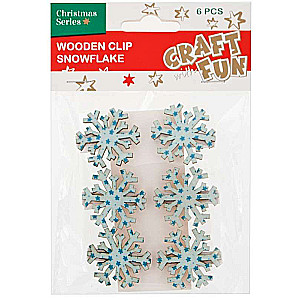 New Year's Decor - Clothespins 6 pcs. Snowflake