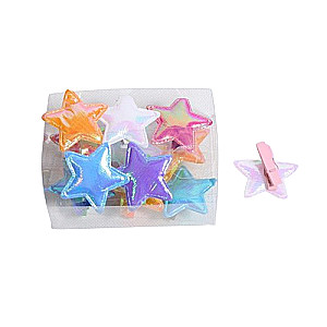 Decor - wooden clip with a star, mix 1pc