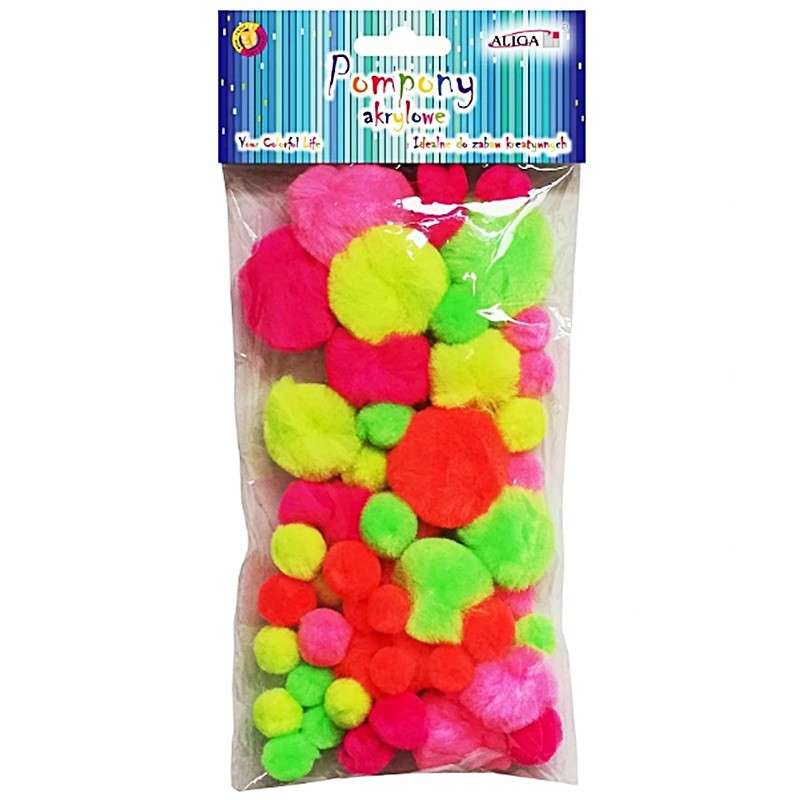 Decor Pom Poms 50 pcs, acrylic, Mix