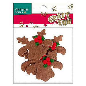 New Year Decor - Felt Sticker 4 pcs. Head of a Reindeer