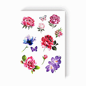 Tattoo - Temporary Sticker Colorful Flowers 15.5x21cm
