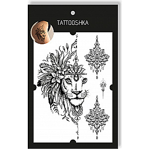Tattoo - Temporary Sticker Graphic Lion with Mandala 15.5x21cm