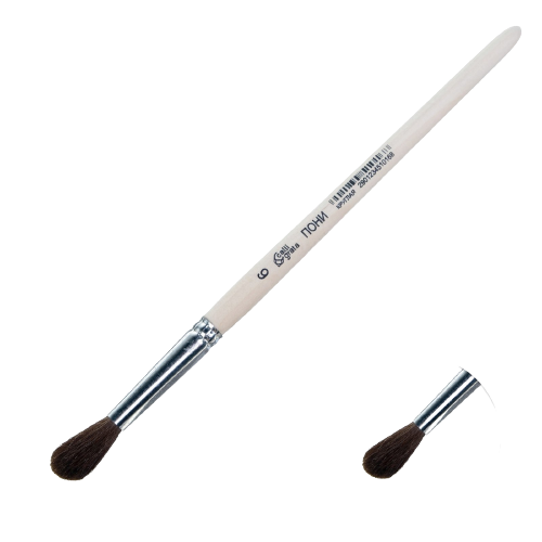 Pintsli poni ümmargune nr 6 d-6 mm; L-22 mm puust käepide Calligrata