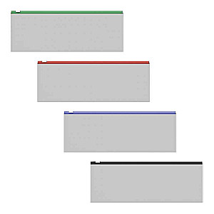 Plastic Zip Bag ErichKrause® Fizzy Clear with Colored Zipper, 190x70mm, Transparent, Assorted