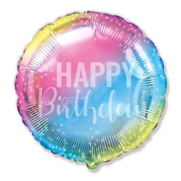 Folienballon Happy Birthday, Gradient, verpackt, FX, 18