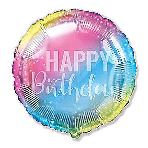 Fooliumballoon Happy Birthday, gradient, pakendatud, FX, 18