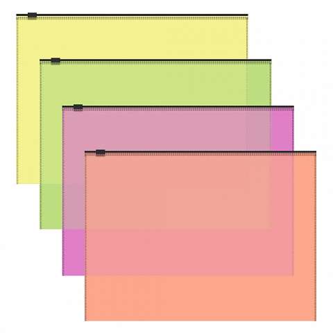 Zip-Beutel aus Kunststoff ErichKrause® Fizzy Neon, A4, halbtransparent, assortiert