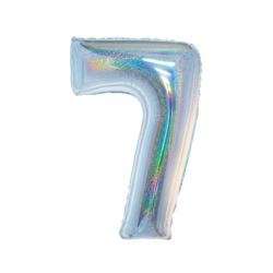 Folienballon B&C, Ziffer 7, holographisches Silber, 76 cm
